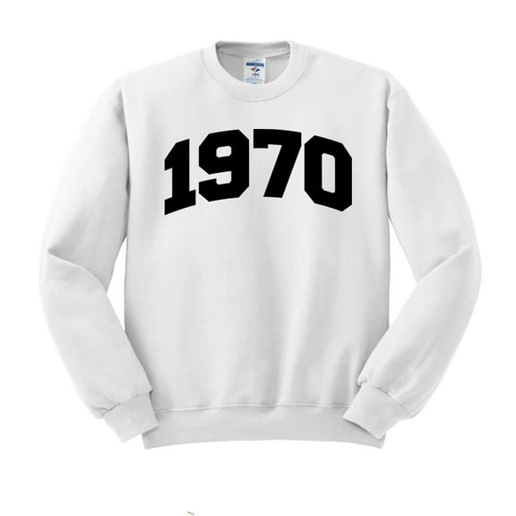 1970 College Style Sweatshirt Unisex Large White