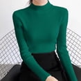 thumbnail image 5 of QATAINLAV Mock Neck Long Sleeve Shirts for Women Solid Color Casual Pullover Sweater Ribbed Knit Cute Slim Fit Tops Army Green, 5 of 7