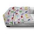 thumbnail image 3 of Kangaroo Soft Flannel Fleece Throw Blanket, Wildlife Concept of Vibrant Color Hand-drawn Animal in Random Sequence, Cozy Plush for Indoor and Outdoor Use, 70" x 90", Multicolor, by Ambesonne, 3 of 6
