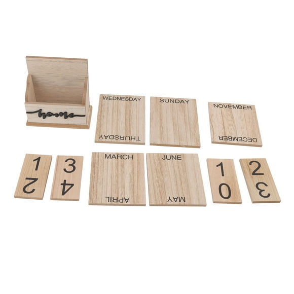 Desktop Wood Calendar, Classic Wooden Perpetual Date Desk Calendar Strong durable Manual For Home For Desktop For Office 