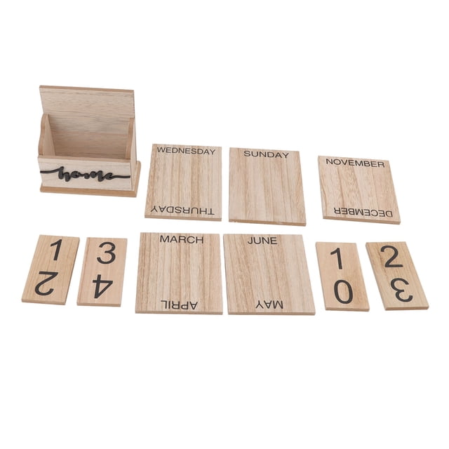 Desktop Wood Calendar, Classic Wooden Perpetual Date Desk Calendar Strong durable Manual For Home For Desktop For Office 