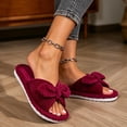 thumbnail image 5 of qILAKOG Womens Fuzzy Slippers Memory Foam Slippers Cozy Plush Home Slippers Open Toe House Shoes Indoor Outdoor Slide Slipper Home Shoes Indoor Slippers Red 6.5-7, 5 of 5