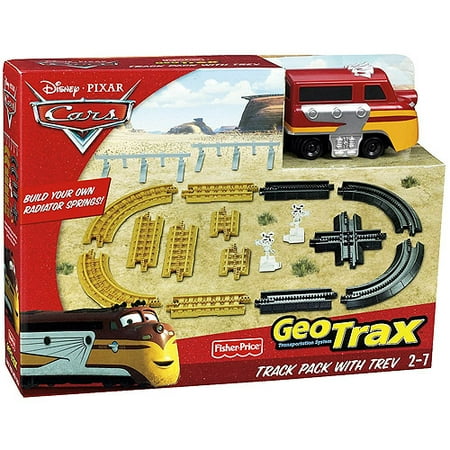 - Geotrax Disney Pixar Cars Track Pack with TREV - Add Radiator Springs to your Geo Trax System - Includes tracks & signs