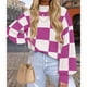 thumbnail image 5 of Suéter de Punto Acanalado de Larga con Cuello Alto y Corte Holgado para Mujer, Ideal para Otoño Púrpura XXXL, 5 of 9