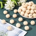 thumbnail image 5 of Natural Wooden Beads, Undyed, Round, Antique White, 26mm, Hole: 5.5mm, 60pcs/bag, 5 of 8