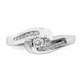 thumbnail image 4 of Solid 14k White Gold Diamond Side-Stones with CZ Cubic Zirconia Peg Set Center Stone Diamond Engagement Ring Size 6, 4 of 7