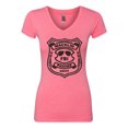 thumbnail image 2 of Burt Macklin Parks and Recreation Pop Female Junior Fit V-Neck Tee, Hot Pink, 2XL, 2 of 3