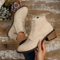 thumbnail image 4 of Chenyee Fashion Ankle Boots for Women Low Heels Chunky Suede Lace Up Zipper Short Dress Booties, 4 of 7