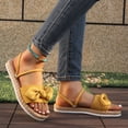 thumbnail image 5 of LOVZFMLL Sandals for Women 2025 Summer Bow Knot Flat Slippers Slip On Open Toe Walking Sandals for Casual Outdoor Beach Vacation Yellow 7.5, 5 of 8