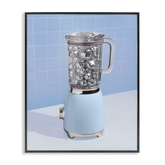 Stupell Industries Contemporary Disco Drink Mixer over Blue Black Framed Giclee Art, 11 x 14, by LISH Creative