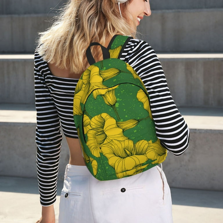 Yellow Calla Lily Flowers Canvas Backpack Backpack for School Bookbag School Backpacks for College Student Boys Girls Travel Work Laptop Backpack