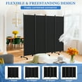 thumbnail image 4 of SUNALLY Rolling Room Dividers 6FT 4 Panel, Folding Privacy Screens with Lockable Wheels, 88" W Portable Wall Divider Room Separation for Porch Living Room Dorm Studio Office, Black, 4 of 7