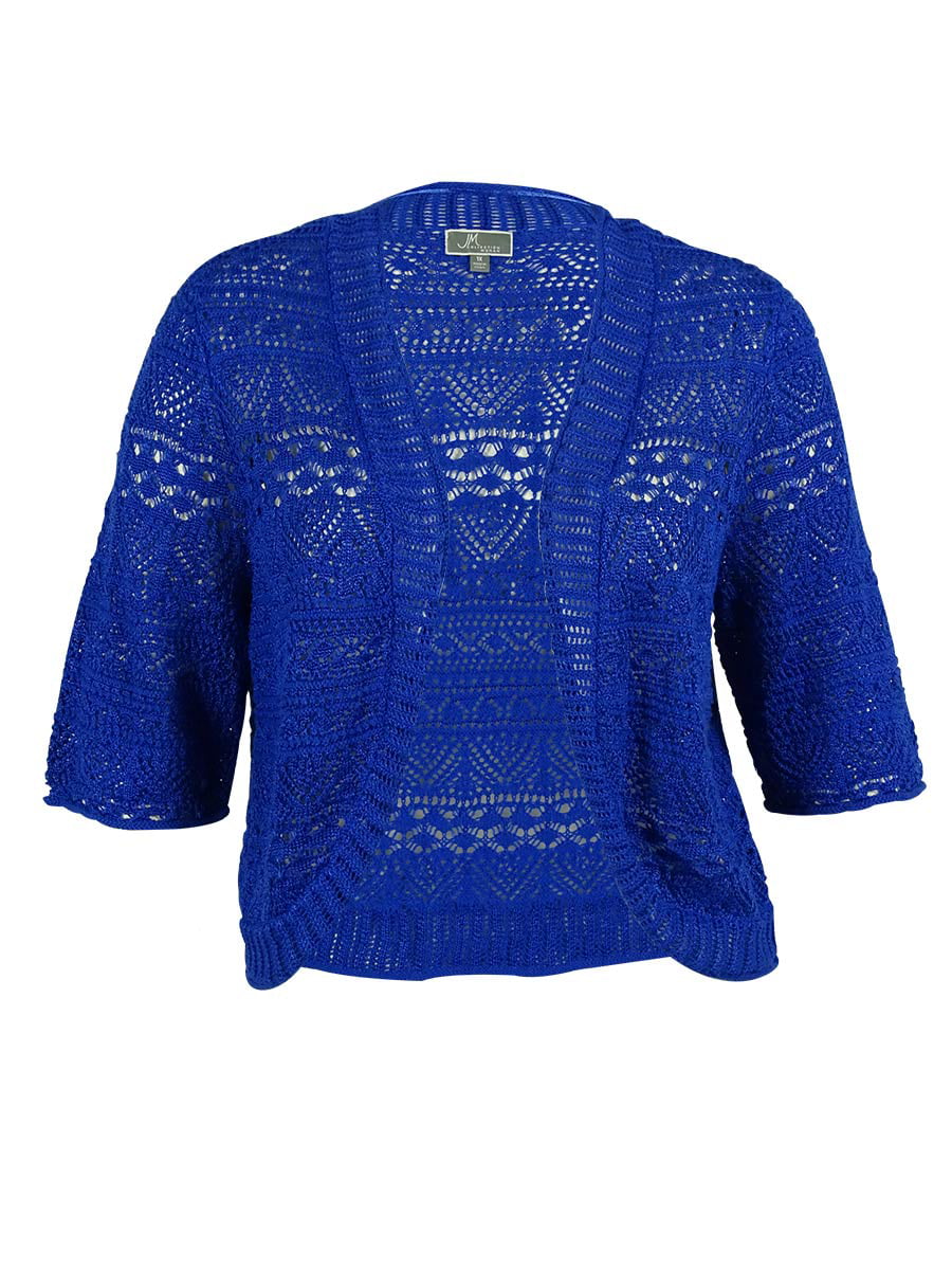 JM Collection Women's Open Front Crochet Cardigan Sweater - Walmart.com