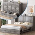 thumbnail image 1 of PUREMIND Queen Size Murphy Bed with Mattress and Charging Station, Cabinet Bed with Storage Drawer, Murphy Bed Furniture for Bedroom/Office/Guest Room, Grey, 1 of 8