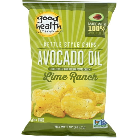 Pack of 12, Good Health Avocado Oil Kettle Style Chips - Lime Ranch, 5 oz