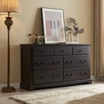 thumbnail image 5 of OKD 7 Drawers Dresser for Bedroom, Farmhouse Wooden Wide Chest of Drawers, Closet Clothes Storage Organizer for Bedroom, Living Room, Espresso, 5 of 7