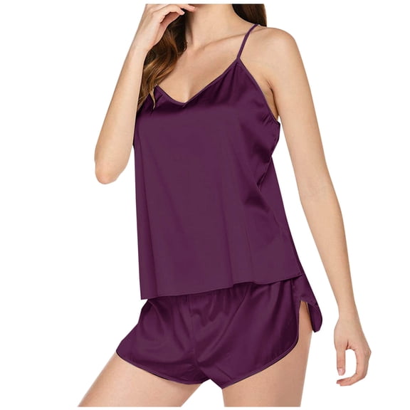 Xunlbb Womens Sleepwear Women's V-neck Sling Tank Shorts Home Suit Sets S-XL