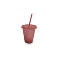 thumbnail image 1 of Toystoory Vaso para beber con tapa y pajita Botella reutilizable de plástico PP PP para batido de jugo de café de bebida fría Mostrada Rosa claro 480ml Toystoory HA007952-10, 1 of 5