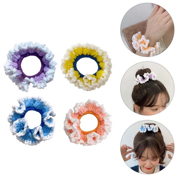 IDEANATEGRATE 1 De 4 Piezas De Scrunchies Tejidos Multicolor Para Con Resistente Y Sin Deshilacharse