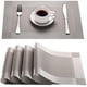 thumbnail image 1 of Manteles individuales, manteles individuales de vinilo tejido de PVC, color gris plateado, lavables, antideslizantes, resistentes al calor, para mesa de comedor de cocina, Acción de Gracias y, 1 of 7