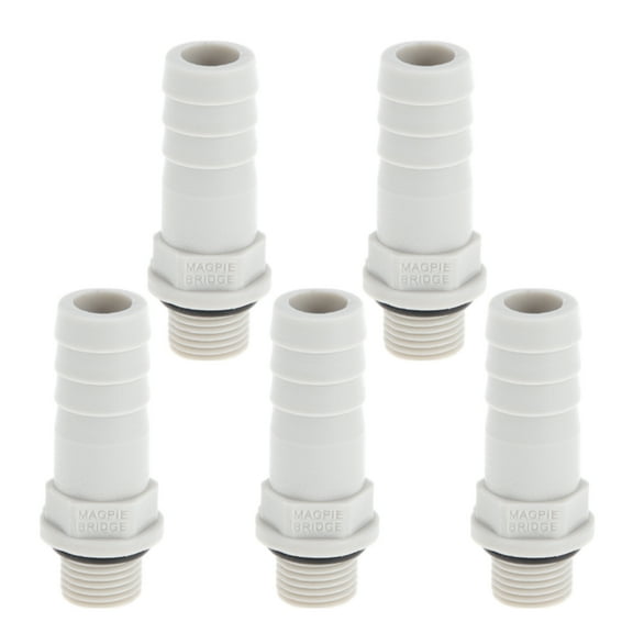 Unique Bargains Plastic Hose Barb Fitting 25/64" 1/8"G Male Thread Straight Pipe Connector Gray White 5 Pcs