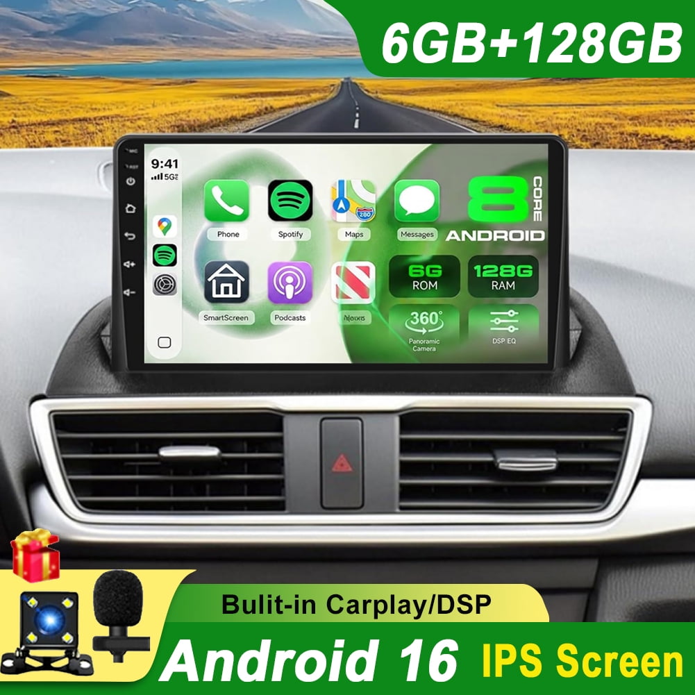 Car Stereo Radio For 2013-2017 Mazda 3 Axela Android 16 Carplay Android Auto 6GB+128GB RDS AHD