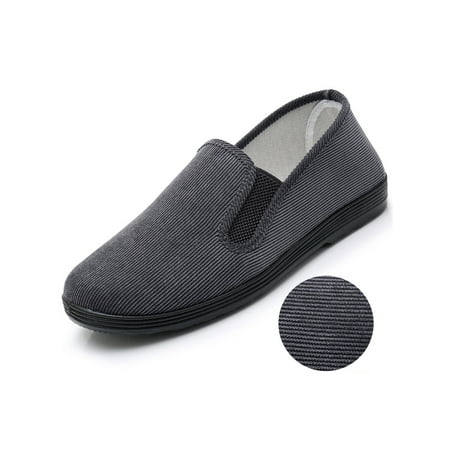 

Lacyhop Mens Casual Shoes Comfort Cloth Shoe Retro Flats Outdoor Comfortable Loafers Solid Color Slip On Gray 6.5