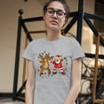 thumbnail image 3 of Tee Hunt Santa Claus and Rudolph Dab Dance T-Shirt Merry Christmas Xmas Women's T-Shirt Tee, Gray, Medium, 3 of 5