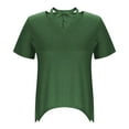 thumbnail image 6 of Delayuji Women Plus Size Tops Cut Out V Neck 3/4 Sleeve Blouses Casual Tunic Tops To Wear with Leggings Green Xxxl Polyester,Spandex Short Sleeve Shirts for Women, 6 of 7