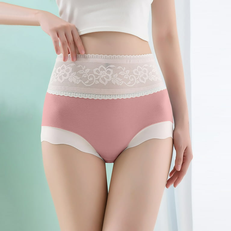 CAICJ98 Seamless Underwear for Women Women's High Waisted Cotton Underwear  Soft Breathable Panties Stretch Briefs Seamless Ladies Panties,Pink 
