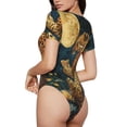 thumbnail image 4 of Uemuo Leopard Reading Tarot Cards Pattern Women's One Piece Short Sleeve Swimsuit Rash Guard Surfing Modest Quick-drying Swimsuit Beach Essentials-XX-Large, 4 of 9