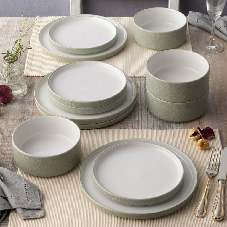 Noritake ColorTex Stone Sage 12-Piece Dinnerware Set, Service for