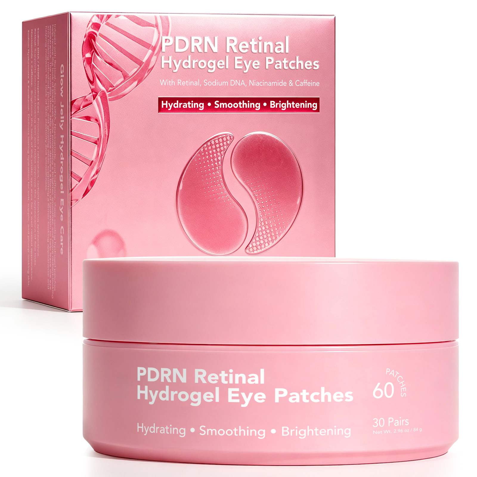Laraspi PDRN Retinal Hydrogel Eye Patches, Cooling Under Eye Patches for Puffiness & Fine Lines, 30 Pairs