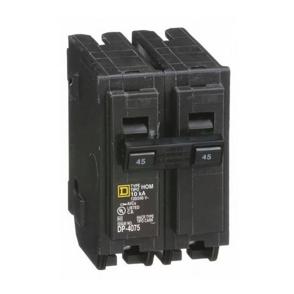 Miniature Circuit Breaker, 45 A, 120/240V AC, 2 Pole, Plug In Mounting Style, HOM Series