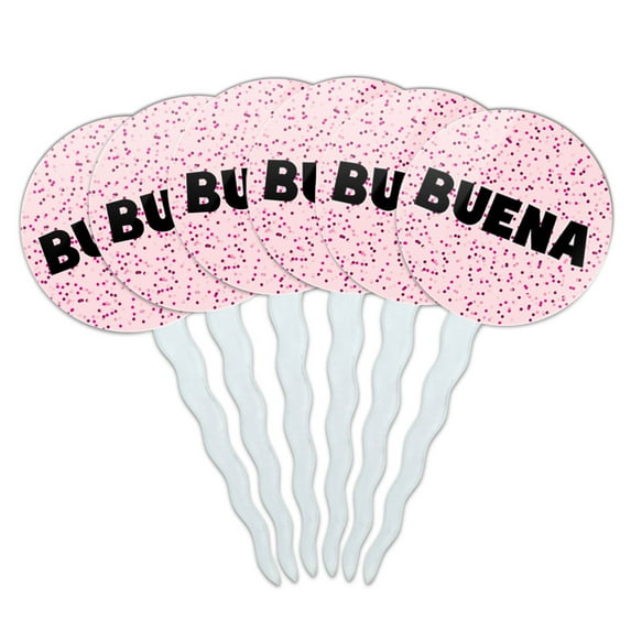 Buena Cupcake Picks Toppers - Set of 6 - Pink Speckles