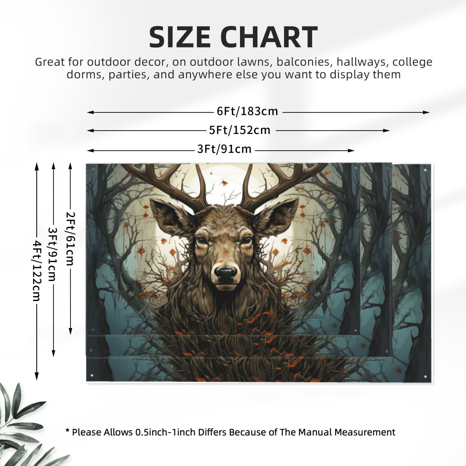 Deer Antler Whitetail Four Hole Decorated Banner Flag for Garden Yard Home Decoration Indoor Outdoor 4x6 Ft