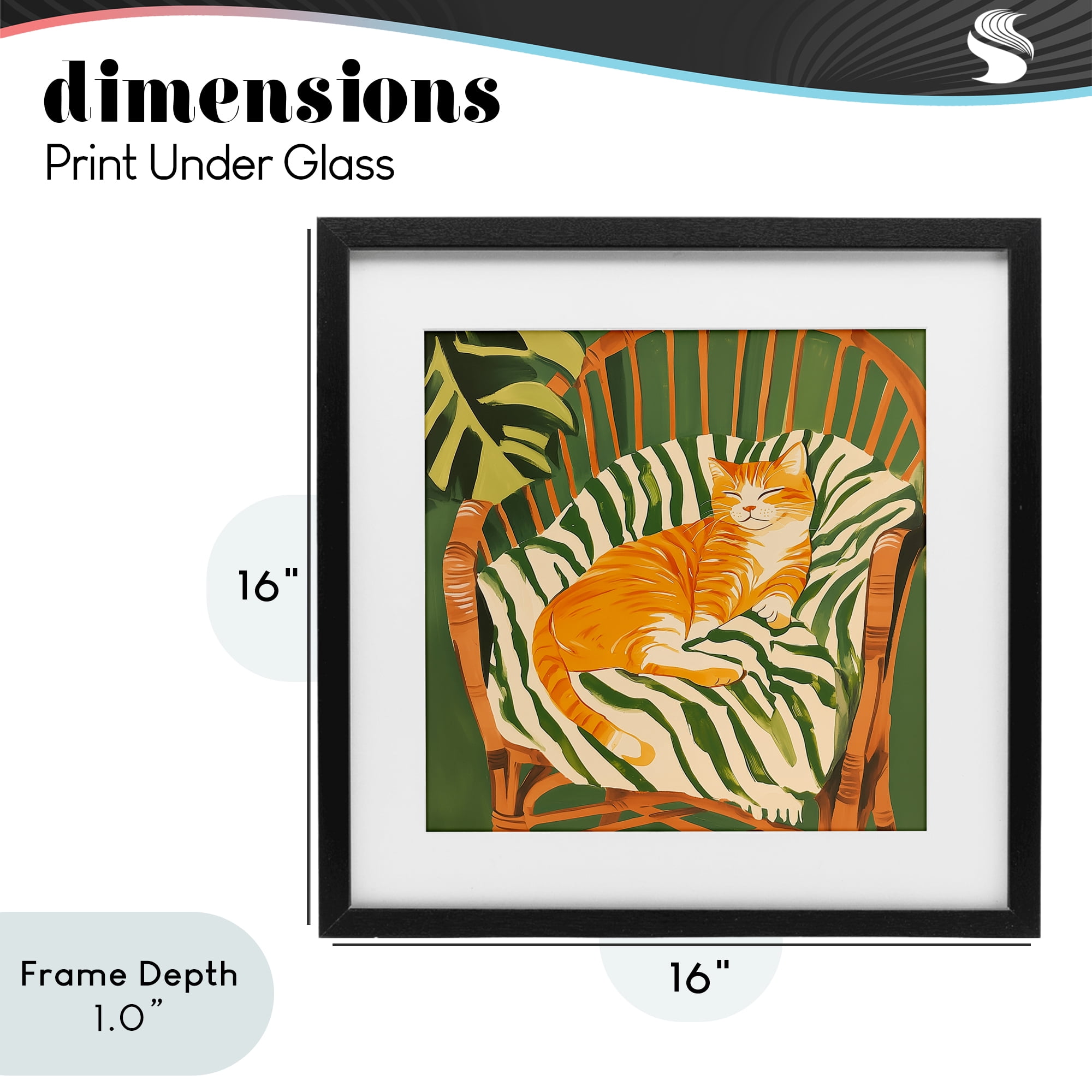 Stupell Industries Orange Cat in Rattan Chair Black Framed Print Under Glass, design by Walker Noble