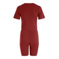 thumbnail image 5 of QGJZVUNL 2 Piece Sets for Women Summer Clothes Crop Short Sleeve Tops and Drawstring Shorts Workout Set Size L, 5 of 8