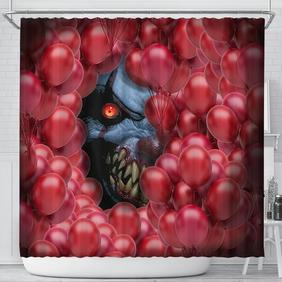 Halloween Shower Curtain Pennywise Shower Curtain Creepy Halloween Bathroom Decoration Shower Curtain TTY224SH - 71x74 inches