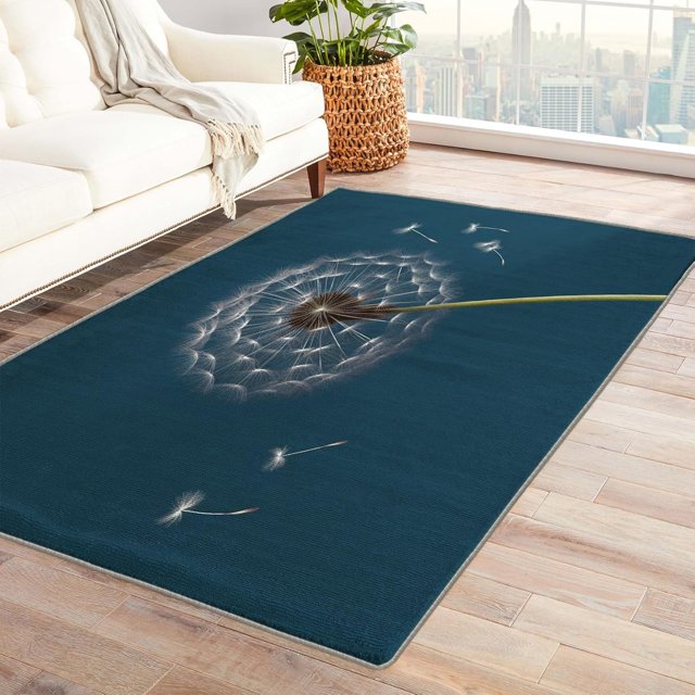 Dandelion Area Rugs for Bedroom Living Room - 6x9 ft - Plant Carpet for Home Decor - Dandelion Patterned Decorative Indoor Large Rug - Washable & Soft & Non Slip & Low Pile (ZF&7499)