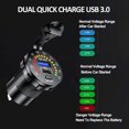 thumbnail image 2 of Cargador de automóvil USB PD y QC3.0 de doble toma de carga con interruptor de voltímetro 12 V / 24 V para motocicletas, UTV, RV, 2 of 5