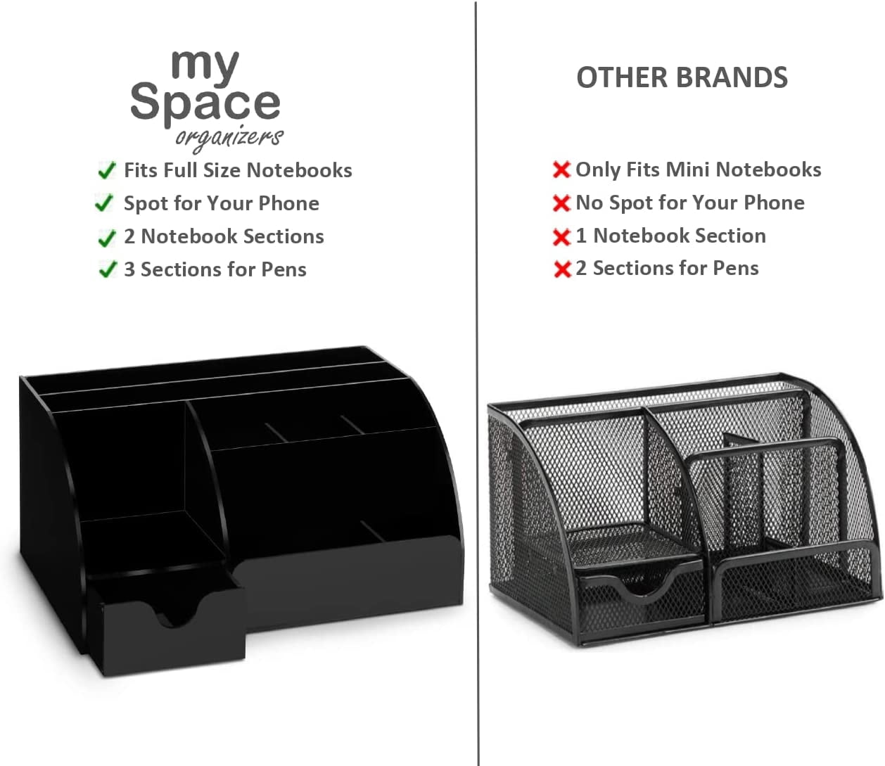 Black Desk Organizer Acrylic For Home Office Supplies And Accessories