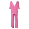 thumbnail image 4 of MSJUHEG Workout Sets For Women Blouses For Women Dressy Casual Womens V Neck Bat Sleeve Top Casual Pants Two Piece Suit Lounge Sets For Women Pink M, 4 of 5