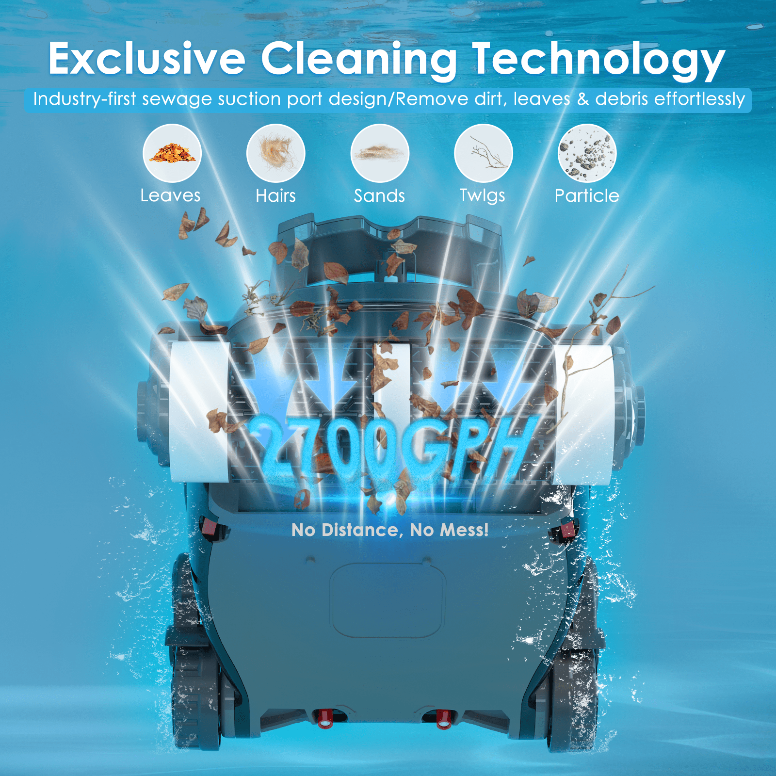 RoboKleen Robotic Pool Cleaner RK-X1 Cordless Wall Climbing for Inground and Above Ground Pools, 2700 GPH Suction, 8L Capacity