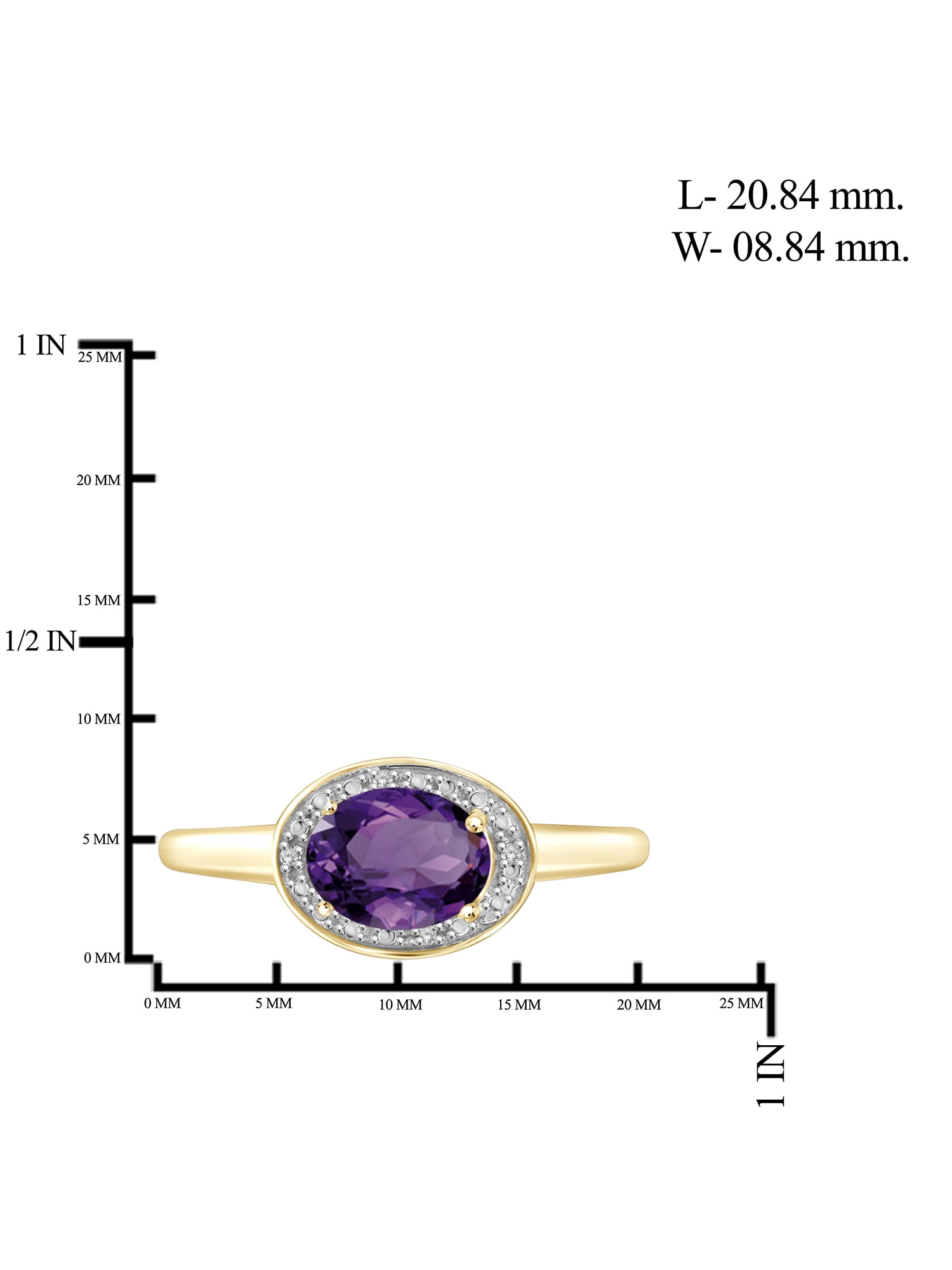 JewelersClub Amethyst Ring Birthstone Jewelry – 1.33 Carat Amethyst 14K Gold Plated Silver Ring Jewelry with White Diamond Accent – Gemstone Rings with Hypoallergenic 14K Gold Plated Silver Band