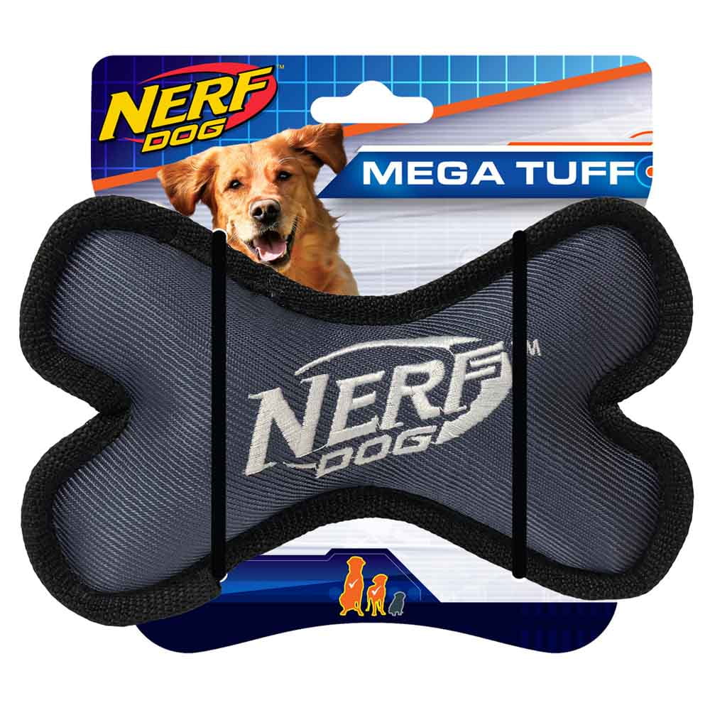 Nerf Dog 7.5in Tuff Rubber Dog Toy Nylon Bone Foam Filled Green