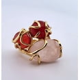 thumbnail image 2 of Natural Rose Quartz & Red Jade Gold Adjustable Ring NRQRJGAR, 2 of 9