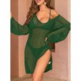 thumbnail image 5 of Charmo Womens V Neck Swim Cover Up Hollow Out Swimwear Long Sleeve Bikini Beachwear, 5 of 6