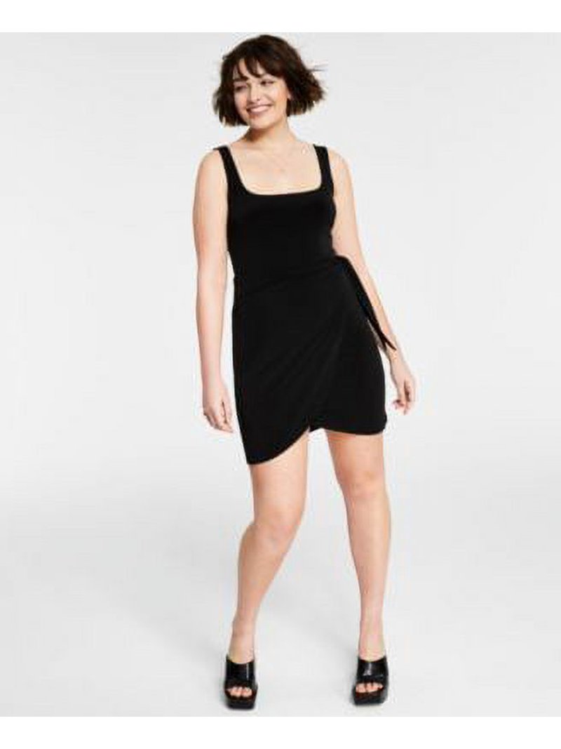 bar iii black dress Bar III Bright Poly Blend Lace V-Back Dress Deep Black 6 NWT