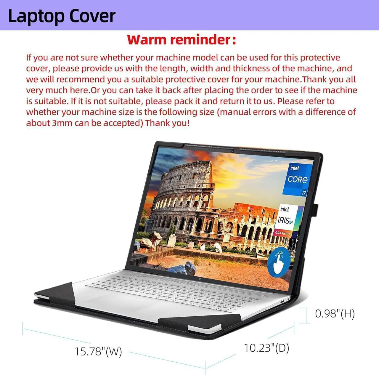 Case for HP Laptop 17s-cu /17-cp/17z-cp/Envy 17-cr 17t-cr/17-ch/17-da/17t-da17.3" All-Inclusive Drop-Proof Case PU Leather Inner Pocket Cover